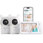ieGeek Baby Monitor with 2 Cameras, 5" Screen & 1080P Cameras & Free Smart App Split Screen Dual Baby Monitor, Upgraded Night Vision/PTZ/2-Way Audio/Auto Tracking Detection Notification and Alert