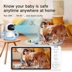 AnKeKe Video Baby Monitor with Camera and Audio,720P 5" HD Wireless No WiFi, 2-Way Talk,Voice Motion Detection, 8 Lullabies, 1000ft Long Range, Night Vision, Temperature & Feeding Alarm, 355° PTZ