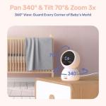 jeeber 1080P WiFi Baby Monitor with Camera and Audio, Pan-Tilt-Zoom Video Camera, 4'' IPS Screen, HD Night Vision, Motion & Cry Detection, 360° View, Temperature Sensor, Feeding Reminder, Lullabies