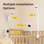 NETVUE Peekababy Baby Camera with Wireless Audio, Adjustable Crib Mount Monitor, Works via 2.4GHz Wi-Fi for Wide Coverage & Stable Connection, Smart App, Two-Way Talk, No Screen (White)