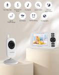 HelloBaby Monitor No WiFi Video Baby Monitor with Camera and Audio - 3.2" Screen, 2-Way Talk, Night Vision, 8 Lullabies,Temperature, Manual Baby Camera Adjustment,1000ft,ECO,USB Cable | HB2438 Upgrade