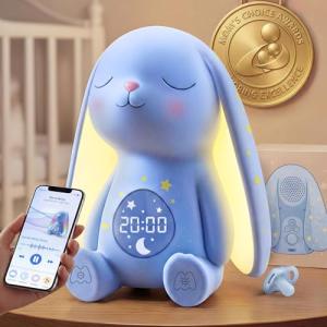 Mom's Choice Awards丨Bunny White Noise Sound Machine Baby for Sleep- AI Cry Detection, 100 Soothing Sounds, Full APP Access Included, Easter Gifts for Baby, Night Light & Sleep Trainer, New Mom Gift