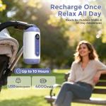 Rechargeable Hands-Free Baby Rocker & Sleep Soother – Portable Vibration Device with 6 Levels, 21 Melodies & Smart Sensor – Fits Most Strollers, Car Seats & Baby Gear, Travel Essential for Newborns