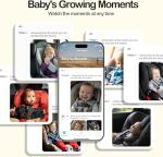 Ellie Baby Car Monitor, 2K UHD Backseat Monitor with Color Night Vision, Face Tracking, Dual Display for 2 Kids, Wide View Car Baby Camera, Smart Video Capture & App Control