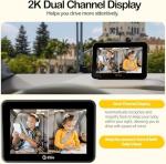 Ellie Baby Car Monitor, 2K UHD Backseat Monitor with Color Night Vision, Face Tracking, Dual Display for 2 Kids, Wide View Car Baby Camera, Smart Video Capture & App Control