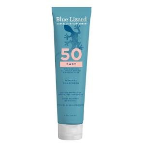 Blue Lizard BABY Mineral Sunscreen with Zinc Oxide, SPF 50+, Water Resistant, UVA/UVB Protection with Smart Cap Technology - Fragrance Free, 5 oz. Tube