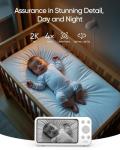 eufy Security Baby Monitor E20 with 2K HD Camera, 5'' 720p Display, Hybrid Wi-Fi & No Wi-Fi Connection, Pan-Tilt, 4X Zoom, Portable Camera with Built-in Battery, 24/7 Recording in App, ANR