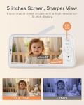 ARENTI Baby Monitor 2 Cameras, Smart Baby Camera with 5-Inch Wireless Display, Super Night Vision, Temperature Sensor, Sound Detection, Auto Motion Tracking, 2-Way Audio, VOX Mode(B2 Set)