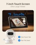 Simsky Baby Monitor with 2 Cameras, 7" UHD Split-Screen Touch Display | 4MP Dual Cameras with Wall Mount, 6X Zoom | AI Detection, App Remote Access, 32GB Local Storage, Hack-Proof Encryption