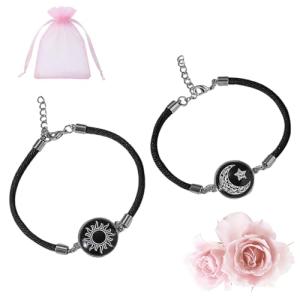 IBHOO Long Distance Touch Bracelets, Touch Bracelets for Couples, Smart Light & Vibration Love Jewelry, Long Distance Valentines Day Gifts (A, alloy)