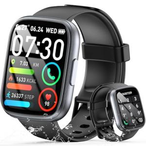 Smart Watch for Men Women (Answer/Make Call), 1.95" Touch Screen Fitness Watch with Heart Rate/Sleep Monitor, IP68 Waterproof Smartwatch for Android iOS, Activity Tracke with 120+ Sports Modes, Black