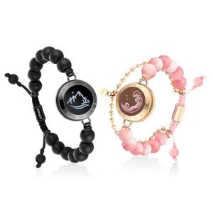 TOTWOO Long Distance Touch Bracelets for Couples, Smart Light up & Vibration for Love Couples Healing Stone Bracelet | Long Distance Relationship Gifts for Girlfriend Bluetooth Pairing Jewelry