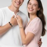 TOTWOO Long Distance Touch Bracelets for Couples, Smart Light up & Vibration for Love Couples Healing Stone Bracelet | Long Distance Relationship Gifts for Girlfriend Bluetooth Pairing Jewelry