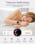 Smart Watches for Women(Answer/Make Calls), 1.27'' AMOLED Screen Activity Trackers with Heart Rate/Sleep/SpO2 Monitor, Smartwatch for iPhone/Samsung/Android,120+ Sport IP68 Fitness Watch 2Bands Purple