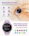 Smart Watches for Women(Answer/Make Calls), 1.27'' AMOLED Screen Activity Trackers with Heart Rate/Sleep/SpO2 Monitor, Smartwatch for iPhone/Samsung/Android,120+ Sport IP68 Fitness Watch 2Bands Purple
