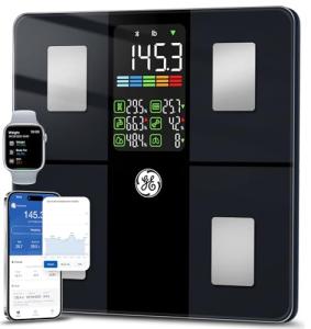 GE Scale for Body Weight, Body Fat, BMI, Muscle Mass, Smart Bathroom Scales with 14 Body Composition Metrics with Large Display, Accurate Bluetooth Weighing Machine with Fitness App, 400 lbs, Black