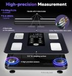 GE Smart Scale for Body Weight: 8-Electrode Digital Bathroom Scale for Weight Fat BMI Muscle Mass Full Body Composition Analyzer 50 Measurements Bluetooth Highly Accurate Weighing Machine 400lb Black