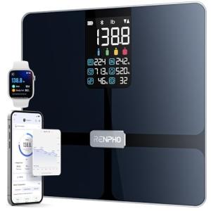RENPHO Scale for Body Weight, Smart Scale with BMI, Body Fat, Muscle Mass, Bluetooth, 13 Metrics with Large Display, Support App Connection, Black, Elis 2X