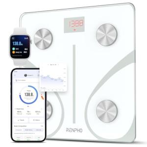 RENPHO Smart Scale for Body Weight, FSA&HSA Eligible, Digital Bathroom Scale BMI Weighing Bluetooth Body Fat Scale, Body Composition Monitor Health Analyzer with Smartphone App (White, 11"/280mm)