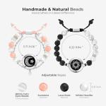 TOTWOO Long Distance Touch Bracelets for Couples, Smart Light up & Vibration for Love Couples Healing Stone Bracelet | Long Distance Relationship Gifts for Girlfriend Bluetooth Pairing Jewelry