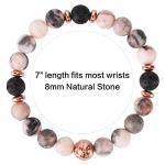 ARCUAT Healing Bracelet for Women, Anxiety Stress Relief Lava Rock Essential Oil Pink Crystal Stone Beaded Bracelet, Calming Spiritual Mood Rose Quartz Bead Stretch Bracelets (8mm Beads)