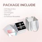 TOTWOO Long Distance Touch Bracelets for Couples, Smart Light up & Vibration for Love Couples Healing Stone Bracelet | Long Distance Relationship Gifts for Girlfriend Bluetooth Pairing Jewelry