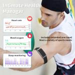 Smart Bracelet for Men Women, Fitness Tracker with Free App, 24/7 Auto Heart Rate/SpO2 Monitor, Sleep Stress Tracking Smart Health Wristband, 120+ Sports Modes with Extended Armband, IP68 Waterproof