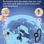 Long Long Distance Touch Bracelets,Vibration & Light up Couples Bracelets, Remote Smart Matching Couples Black silver Bracelet for Couples Long Distance Relationship Girlfriend Boyfriend Xmas Gifts