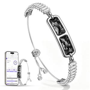 Koepovk Smart Gem Bracelet - Supports Multiple Sports Modes, Heart Rate Monitoring, Sleep Tracking, Gesture-Activated TikTok, 5-Day Battery，Smart Bracelet(Black)