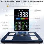GE Smart Scale for Body Weight, BMI, Fat, Muscle Mass, Digital Bathroom Scales 500lbs Bluetooth 11.8" Large Platform Weighing Machine Health Monitor with App, Dark Blue