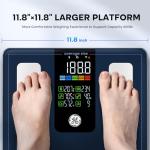 GE Smart Scale for Body Weight, BMI, Fat, Muscle Mass, Digital Bathroom Scales 500lbs Bluetooth 11.8" Large Platform Weighing Machine Health Monitor with App, Dark Blue