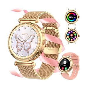 Smart Watch for Women, HD AMOLED Display Fitness Tracker Bluetooth Make/Answer Call, 1.19" Watches with 110+ Sports Modes/Heart Rate/Sleep Monitor/SpO2, Smartwatch IP68 Waterproof for Android iOS