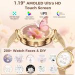 Smart Watch for Women, HD AMOLED Display Fitness Tracker Bluetooth Make/Answer Call, 1.19" Watches with 110+ Sports Modes/Heart Rate/Sleep Monitor/SpO2, Smartwatch IP68 Waterproof for Android iOS