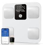 GE Smart Scale for Body Weight: Body Fat, BMI, Digital Bathroom Scale - 14 Body Composition Analyzer Health Monitor, Highly Accurate Bluetooth Weighing Scale with App 400 lb, 11 Inch