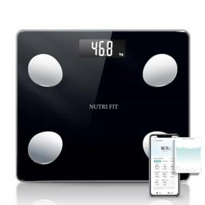 NUTRI FIT Scale for Body Weight Digital Bathroom Smart Scale with Bluetooth for BMI, Body Fat, Muscle Mass, 20 Body Composition Analyzer Health Monitor Sync Apps 330lbs, Batteries Included