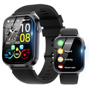 Smart Watch for Men Women Answer/Make Call, 1.85" HD Fitness Tracker with 24/7 Heart Rate & Sleep Monitor, 110+ Sports Modes, IP68 Waterproof Smartwatch, Long Battery Life for Android iOS, Black