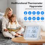 eMylo WiFi Thermometer Hygrometer, Wireless Indoor Humidity Monitor for Room, Smart Temperature Sensor with App Control, Large LCD Display with Light, Notification Alerts, Free Data Storage Export