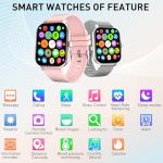 OICIIDO Smart Watch, 1.81" Upgraded Full Touchscreen Smart Watch for Android iPhones with Heart Rate Blood Pressure Monitor, Multiple Sports Fitness Tracker with Smart Watches for Women Men (Pink)