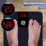 GE Digital Bathroom Scale for Weight, Smart Bluetooth Body Weight and BMI, Electronic Black Weighing Scale for Bath Home, Accurate 400lb Capacity