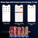 Smart Wireless Meat Thermometer Digital, 2 Probes, Advanced Bluetooth Food Thermometer for Cooking, IP67, Real-Time Monitoring & Smart Alerts with APP for BBQ, Grill, Oven, Smoker, Kitchen Gifts