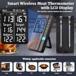 PRAVETTE Wireless Meat Thermometer-Multi Sensors Digital Food Thermometer with Ultra-Thin Probes, Accuracy Smart Bluetooth Meat Thermometer for Steak, BBQ, Oven, Grill, Smoker,Recipes in App & Host