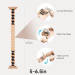 Slim Gold Bands Women Feminine Elegant Compatible with IDW13,IDW16,IDW19,IDW17 Smartwatch Band , Adjustable Metal Chain Bracelet Strap with Leather for Fitpolo/Woneligo W3 Smartwatch (Rosegold, 22mm size Band)