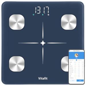 Vitafit Smart Scale for Body Weight, High Accuracy 0.1lb by Our Professional Factory Since 2001, Weight Scale App Sync 13 Body Composition with BMI, Body Fat and Muscle, 400lb, LED, Space Light