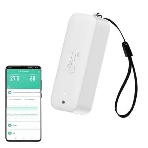 WiFi Hygrometer Thermometer Sensor, Wireless Smart Temperature Humidity Monitor with Remote App Notification Alert, for Home, Greenhouse White (1pack)