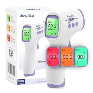 No-Touch Forehead Thermometer for Adults and Kids, Digital Thermometers with Fever Alarm, 3 Backlit and 32 Memories Fast Accurate Results, Easy for All Ages, Basal Thermometer