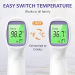 No-Touch Forehead Thermometer for Adults and Kids, Digital Thermometers with Fever Alarm, 3 Backlit and 32 Memories Fast Accurate Results, Easy for All Ages, Basal Thermometer