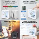 WiFi Hygrometer Thermometer, Indoor Tuya Wireless Smart Temperature and Humidity Sensor Backlight LCD Screen Thermometer Monitor with App Control, Compatible with Alexa, Google Home (White)