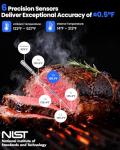 PROGRACE Smart Bluetooth Wireless Meat Thermometer: Standalone Base, WiFi Unlimited Range, 6 Sensors with NIST Certified Accuracy, for iOS and Android, for Kitchen, BBQ, Grill, Oven, Smoker