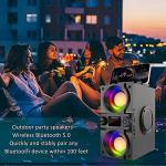 Bluetooth Speaker, 40W (60W Peak) Portable Wireless Speaker with Colorful Lights, Double Subwoofer Heavy Bass, FM Radio, MP3 Player, Bluetooth 5.0, Loud Stereo speakers for Home Outdoor Party Camping