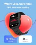 BIGGERFIVE Smart Watch for Kids, 1.8" Fitness Tracker Watch Pedometer, Heart Rate, Sleep Monitor, IP68 Waterproof, Calorie Step Counter, Puzzle Games with/Without APP for Girls Boys Teens 5-16, Black